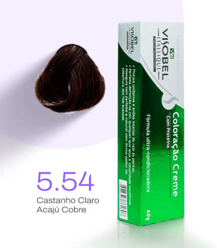 Tinta de cabelo Visobel Itallique Castanho Claro Acajú Cobre 5.54