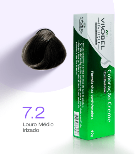 Tinta de cabelo Visobel Itallique Louro Médio Irizado 7.2