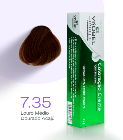 Tinta de cabelo Visobel Itallique Louro Médio Dourado Acajú 7.35