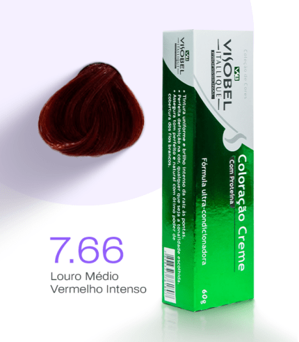 Tinta de cabelo Visobel Itallique Louro Médio Vermelho Intenso 7.66