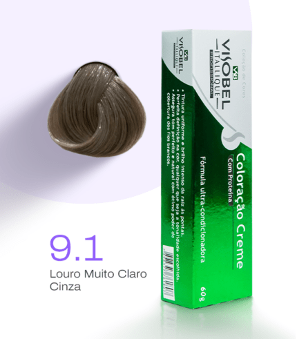 Tinta de cabelo Visobel Itallique Louro Muito Claro Cinza 9.1
